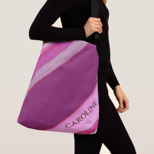 Sac Ajustable Rayures de prune rose Nom personnalisé