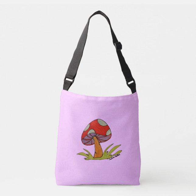 Sac Ajustable Red Mushroom with light purple background Tote (Devant)