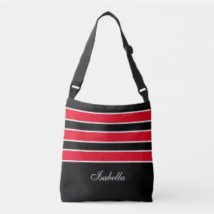Sac Ajustable Red White Stripes & Calligraphie sur Black