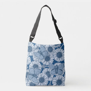 Sac Ajustable Ressort bleu, fleurs sauvages, marguerites