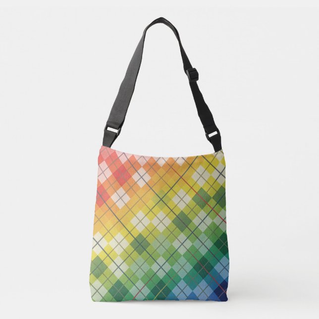 Sac Ajustable Retro Rainbow Argyle Plaid Check Pattern (Devant)