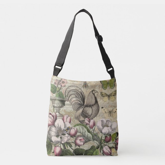 Sac Ajustable Rooster Garden Flower Papillon Art (Devant)