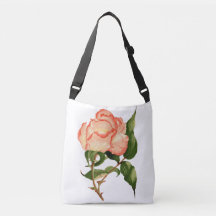 Rose pêche avec feuilles botanique Tote aquarelle