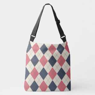 Sac Ajustable Rose Saumon et Motif Argyle Marine
