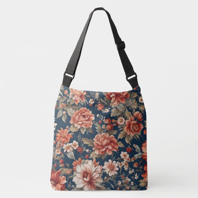 Sac Ajustable Roses, Feuilles et fleurs rétro (Devant)