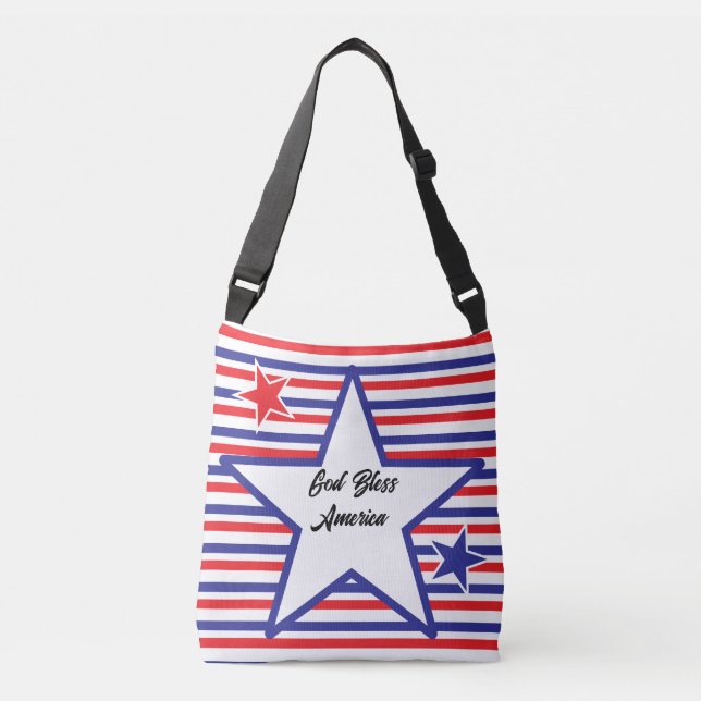 Sac Ajustable Rouge Blanc Bleu Étoiles Rayures Dieu Béni Amériqu (Devant)