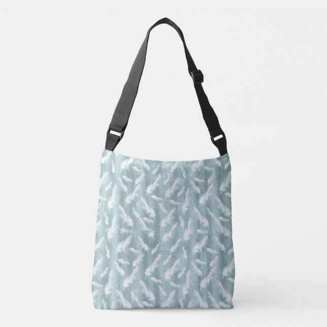 Sac Ajustable Sauge pâle vert/bleu clair avec plumes blanches (Devant)