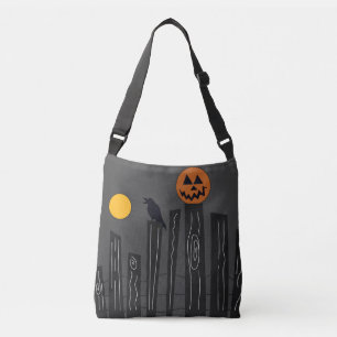 Sac Ajustable Scène d'Halloween avec citrouille, corneille et lu