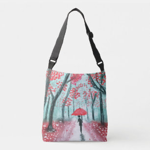 Sac Ajustable Silhouette humaine Rainy Path avec parapluie rouge