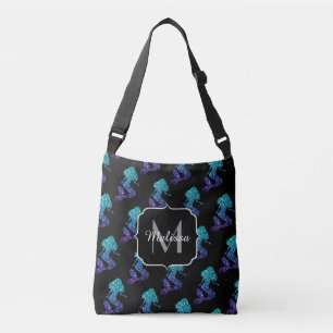 Sac Ajustable Sirène motif ombré bleu aqua avec paillettes Monog