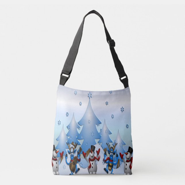 Sac Ajustable Snowman et Reindeers dansent sous les arbres (Devant)