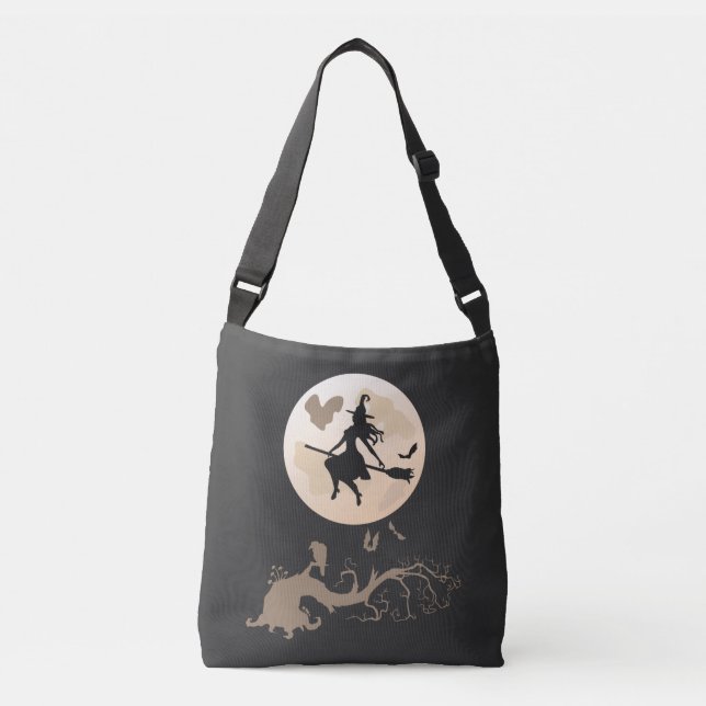 Sac Ajustable Sorcière D'Halloween Volant Sur Un Broomstick (Devant)