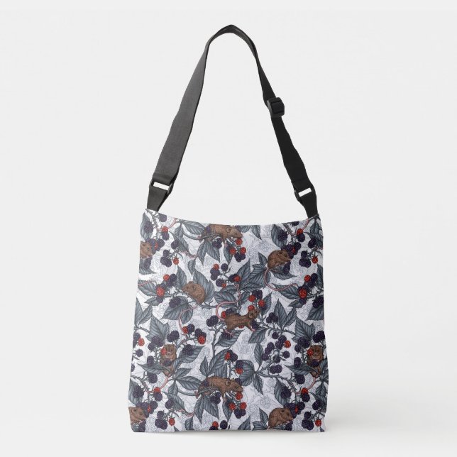 Sac Ajustable Souris et mûres sur blanc (Devant)