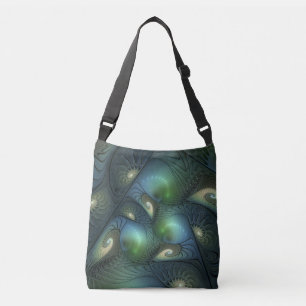 Sac Ajustable Spirales Turquoise Beige Vert Abstrait Fractal Art