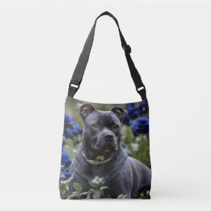 Sac Ajustable Staffordshire Bull Terrier Dans Blue Rose Garden,