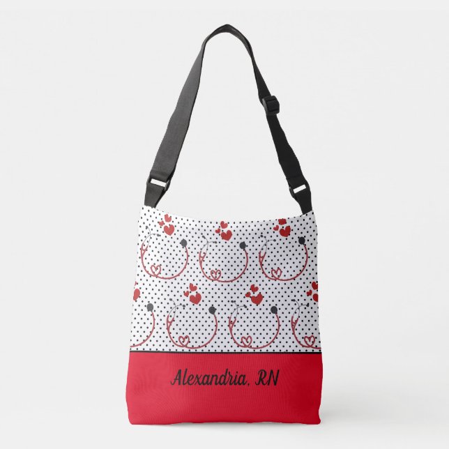 Sac Ajustable Stethoscopes, Coeurs et Pois Signature Fourre-tout (Devant)