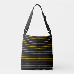 Sac Ajustable Stripes dorées brillantes modernes Élégant Noir gl