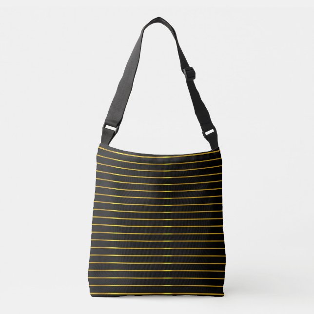 Sac Ajustable Stripes dorées brillantes modernes Élégant Noir gl (Devant)