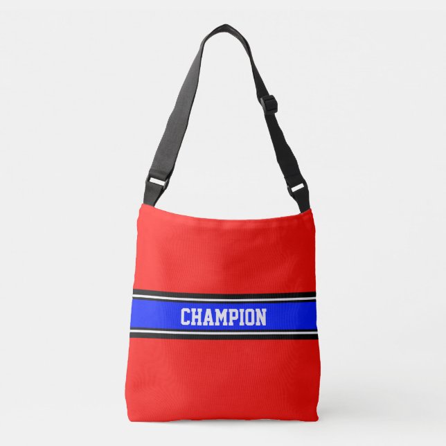 Sac Ajustable STRIPES SPORTIVES - bleu royal, noir, blanc (Devant)