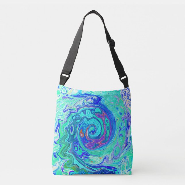 Sac Ajustable Super Abstrait Ocean Blue et Green Liquid Swirl (Devant)