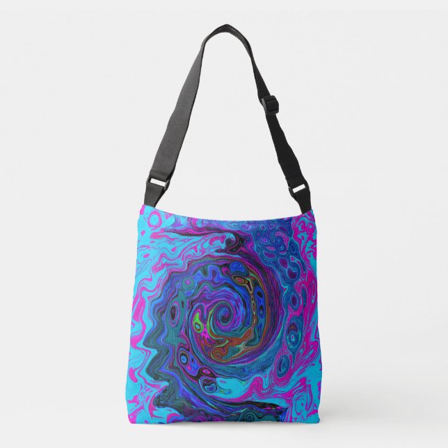 Sac Ajustable Super Retro Blue et Purple Swirl Abstrait (Devant)