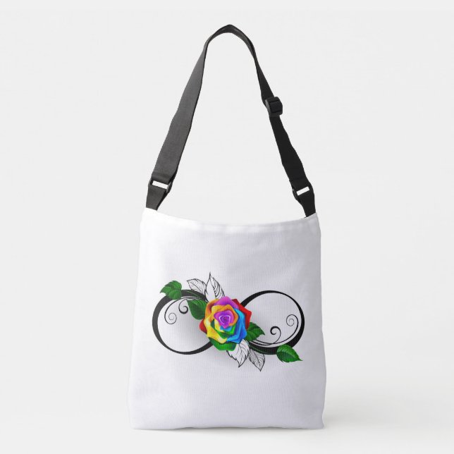 Sac Ajustable Symbole d'infini avec Rose arc-en-ciel (Devant)