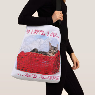 Sac Ajustable Tablette Gris Dormant Kitten Dans Panier Rouge Lum