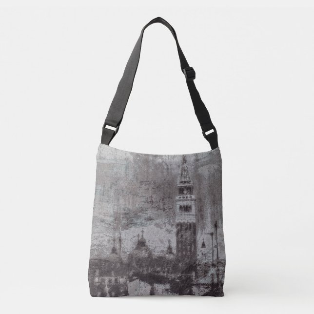 Sac Ajustable Taupe et Cyan en détresse Skyline Venice Italie (Devant)