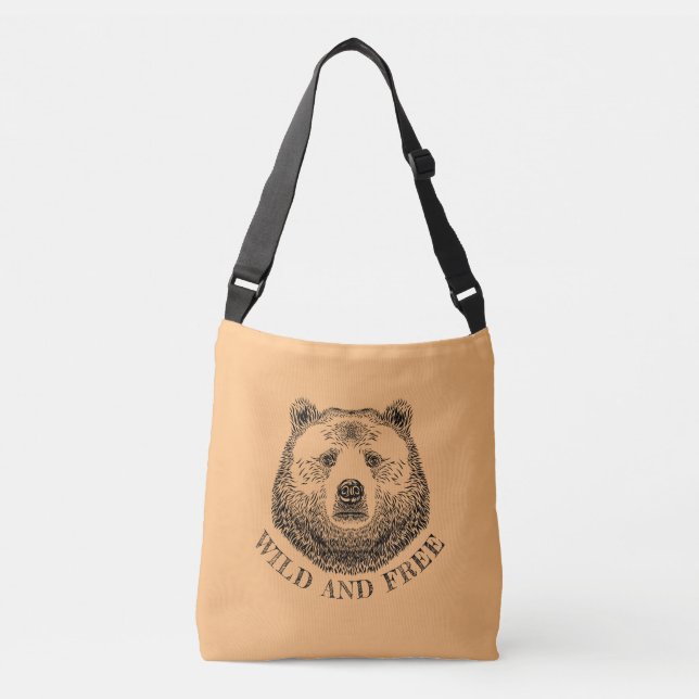 Sac Ajustable Tête D'Ours, Sauvage Et Libre, Illustration Dessin (Devant)