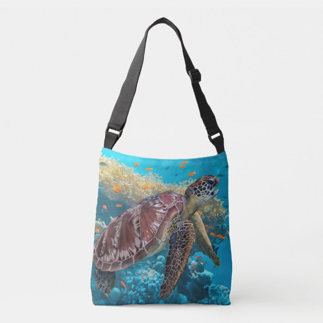 Sac Ajustable Tissu de la tortue verte de mer (Devant)