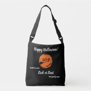 Sac Ajustable tour ou traiter, nom, halloween orange personnalis