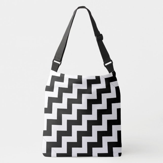 Sac Ajustable Tout plus de - zigzags diagonaux noirs et blancs (Devant)