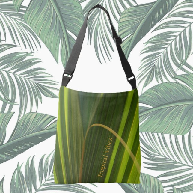 Sac Ajustable Tropical Palm Fronds Vert strié Personnalisé (Créateur téléchargé)