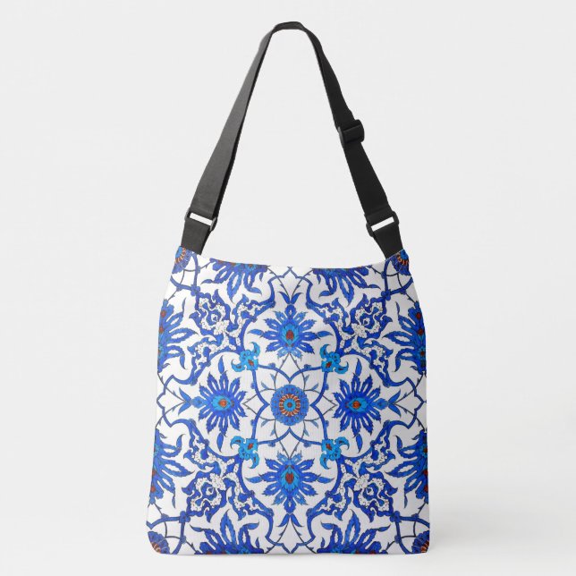 Sac Ajustable Tuile chinoise de Nouveau d'art - bleu et blanc de (Devant)