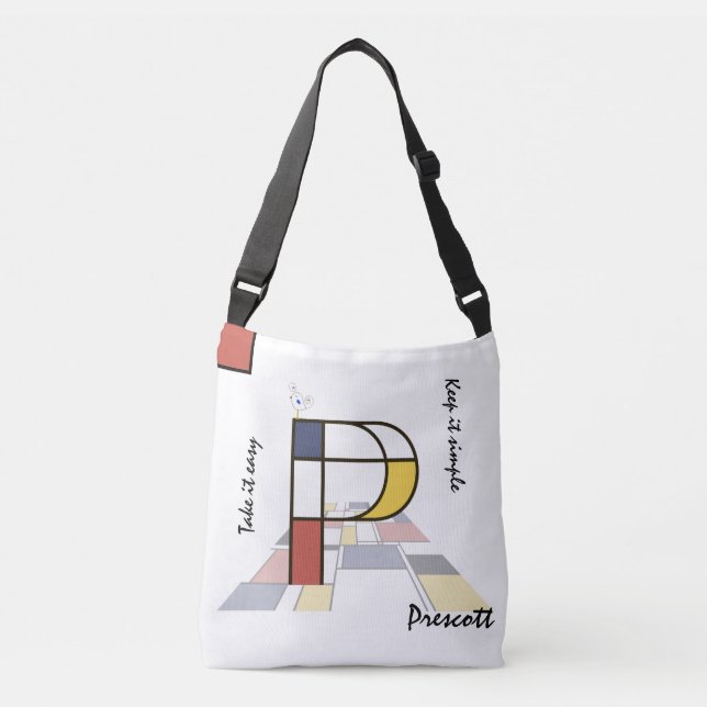 Sac Ajustable Un agréable néoplasticisme Art Monogramme. Lettre  (Devant)