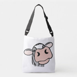 Sac Ajustable vache de dessin animé noir blanc rose baiser gris
