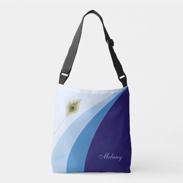 Sac Ajustable vagues Abstraites dans les tons bleus et plumes de (Devant)