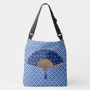 Sac Ajustable Ventilateur japonais, Motif de libellules, bleu Co