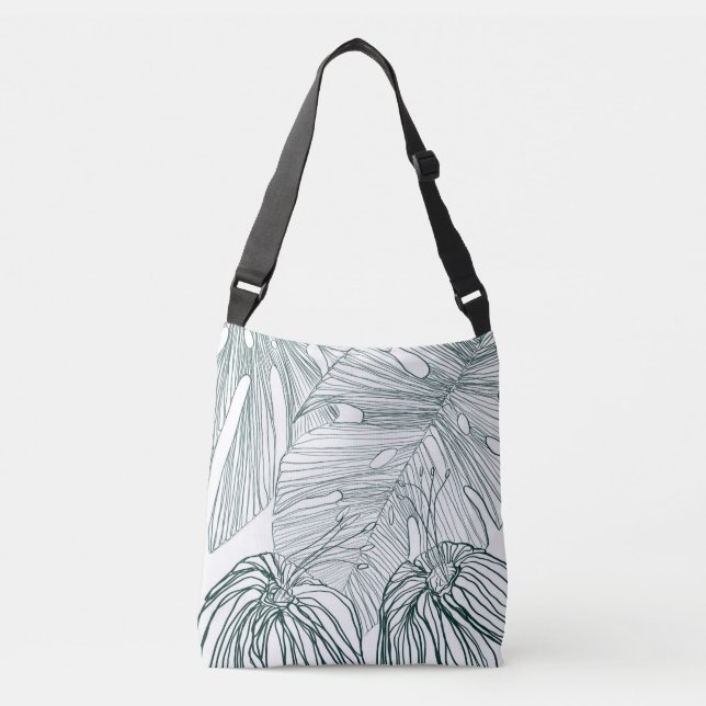 Sac Ajustable vert foncé & turquoise monstère feuilles & lys con (Devant)