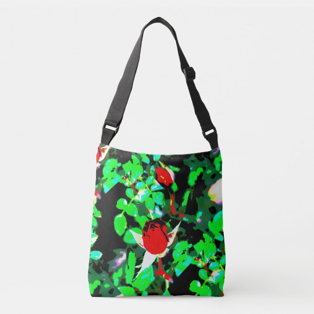 Sac Ajustable vert roses rouges (Devant)