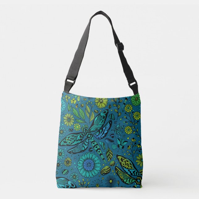 Sac Ajustable Voler, pilonner la libellule en bleu (Devant)