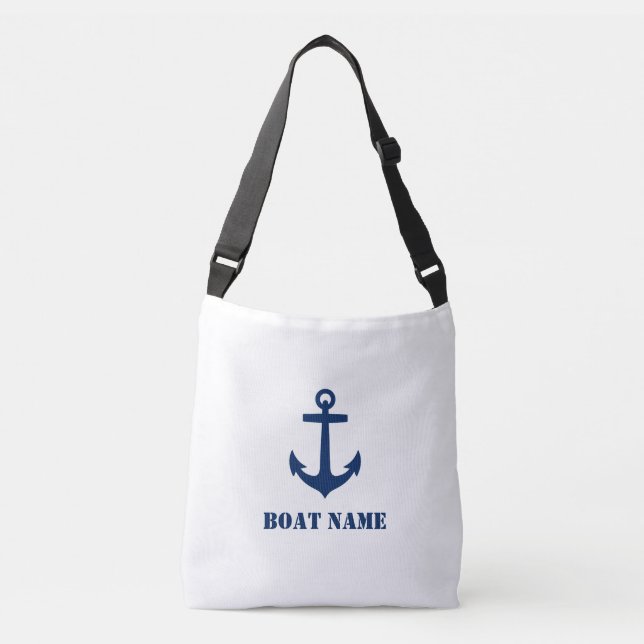 Sac Ajustable Votre nom de bateau Ancre bleu marine (Devant)