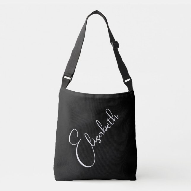 Sac Ajustable Votre propre nom client Black & White Script (Devant)