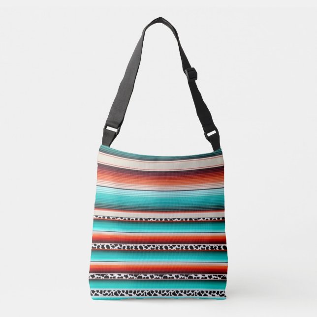 Sac Ajustable Western Turquoise Terracotta Grandes Vaches Imprim (Devant)