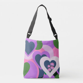 Sac Ajustable Whimsical Purple Heart Art Tote