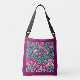 Sac Ajustable William Morris Irises, Fuchsia Pink and Wine
