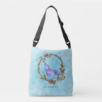 Wolf aquarelle avec modèle Boho Wreath personnalis