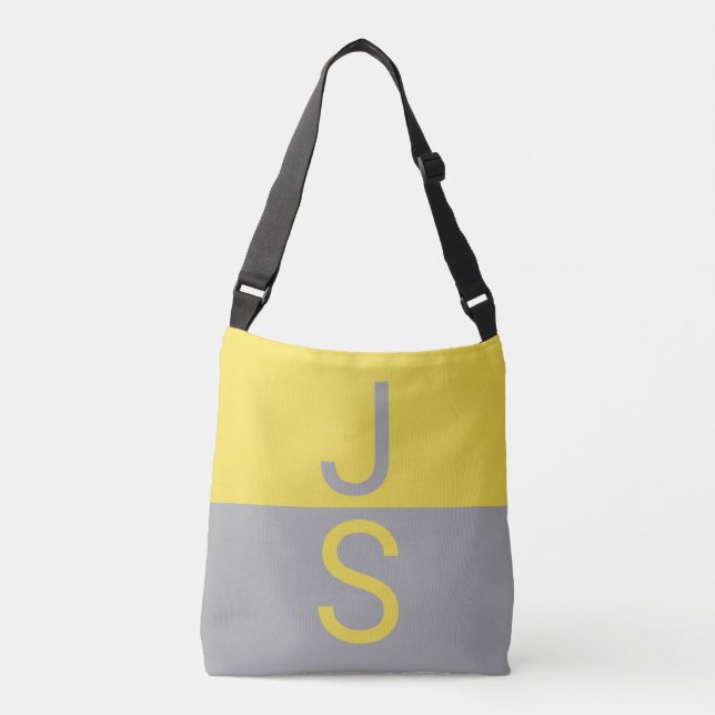 Sac Ajustable Yellow & Grey Modern Initials monogram (Devant)