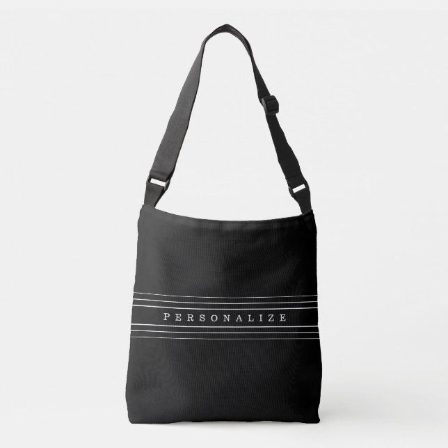 Sac Ajustable Your Custom Text & Modern Stripes | Black & White (Devant)