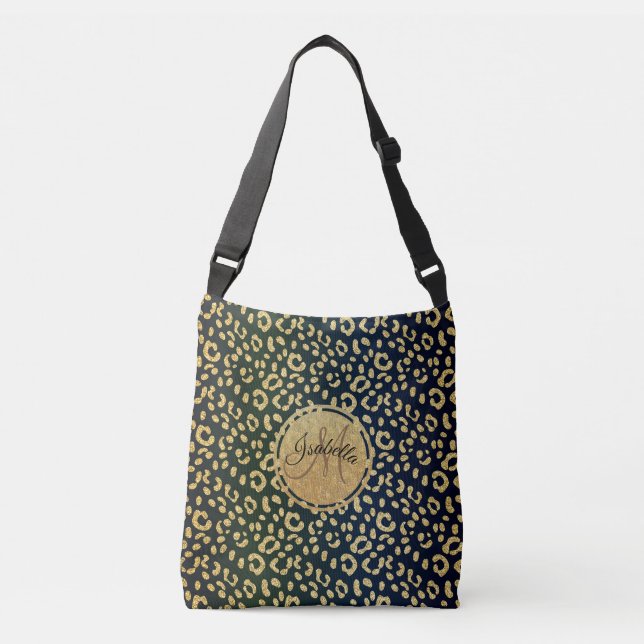 Sac Ajustable Zones en peau de léopard d'or monogramme (Devant)